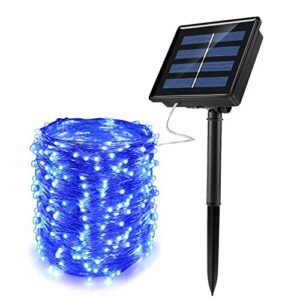 hjzyysgyq 22m 200led blue copper wire smd 0603 ni-mh 1*aa 1800mah 1.2v battery 8 moding outdoor, gardens, homes, dancing, christmas party solar string light