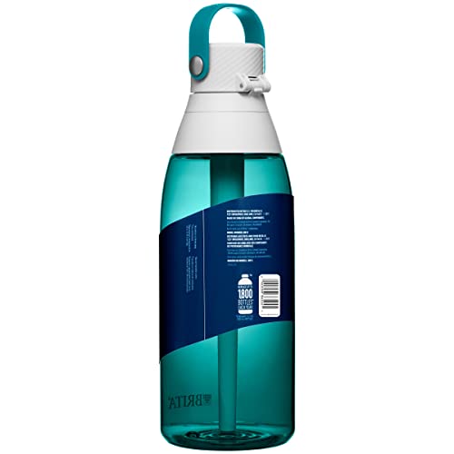 Brita Hard-Sided Plastic Premium Filtering Water Bottle, BPA-Free, Reusable, Replaces 300 Plastic Water Bottles, Filter Lasts 2 Months or 40 Gallons, Includes 1 Filter, Sea Glass - 36 oz.