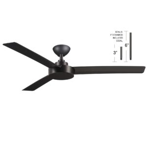 minka aire f524-cl roto 52 inch 3 blade ceiling fan in coal finish with 3 inch down rod