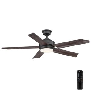 home decorators collection hansfield 56 in. led outdoor natural iron ceiling fan with remote control