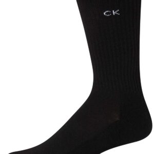 Calvin Klein Men's 6 Pair Athletic Crew Socks, Size 7-12, Black