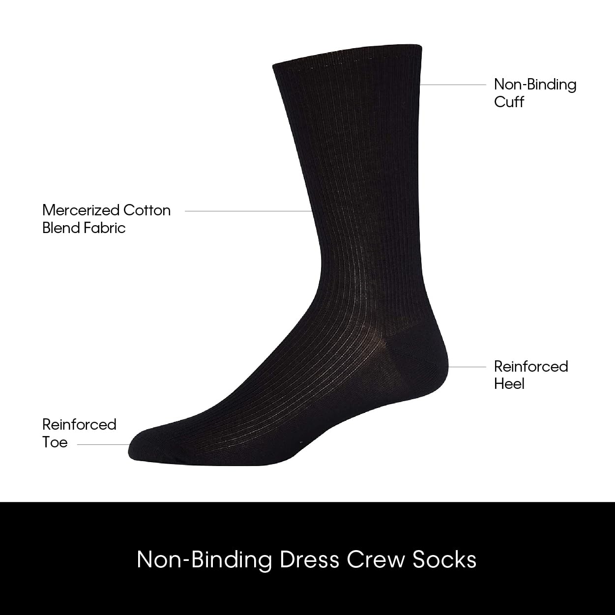 Calvin Klein Men's 6 Pair Athletic Crew Socks, Size 7-12, Black