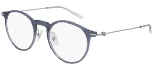 mont blanc established mb0099o 004 eyeglasses men's silver/blue optical frame