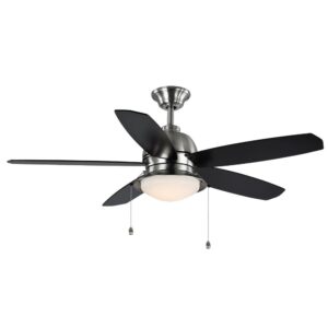 home decorators collection 52 in. ackerly integrated led indoor/outdoor brushed nickel ceiling fan with light kit