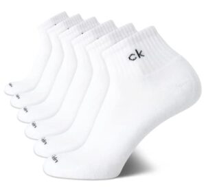 calvin klein men's socks - cushioned above ankle athletic mini-crew socks (6 pack), size 7-12, white