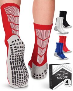 trutread non slip soccer socks mens | 4 pairs | non skid grip | football basketball sport