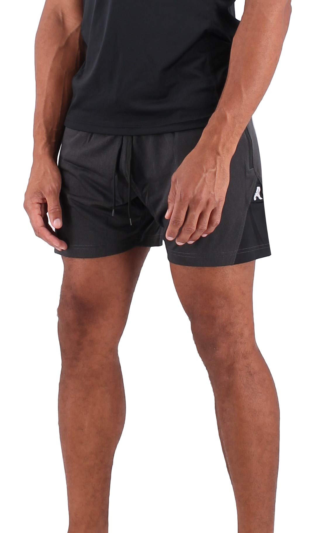 Anthem Athletics Isoflex 5 Inch Men's Workout Shorts - Zipper Pocket Short for Running, Athletic & Gym Training - Volcanic Black G2 - Medium