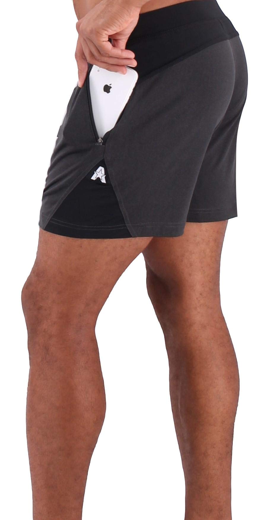 Anthem Athletics Isoflex 5 Inch Men's Workout Shorts - Zipper Pocket Short for Running, Athletic & Gym Training - Volcanic Black G2 - Medium