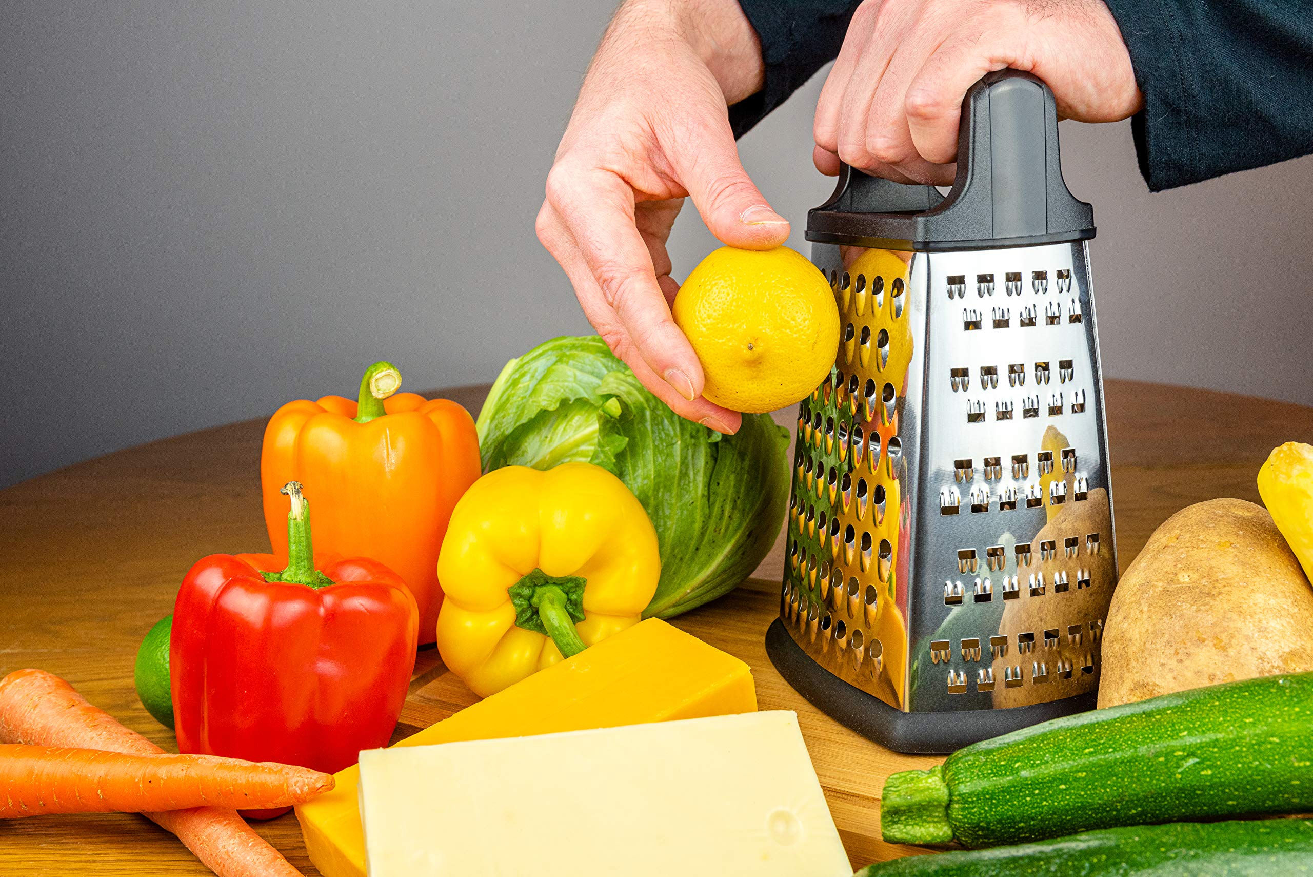 4-Sided Cheese Grater Stainless Steel with Strong Grip and Sharp Blades Professional Box Design with Perfect Slicer, Shredder & Zester For Fruits, Vegetables, Cheeses, Carrot Etc.