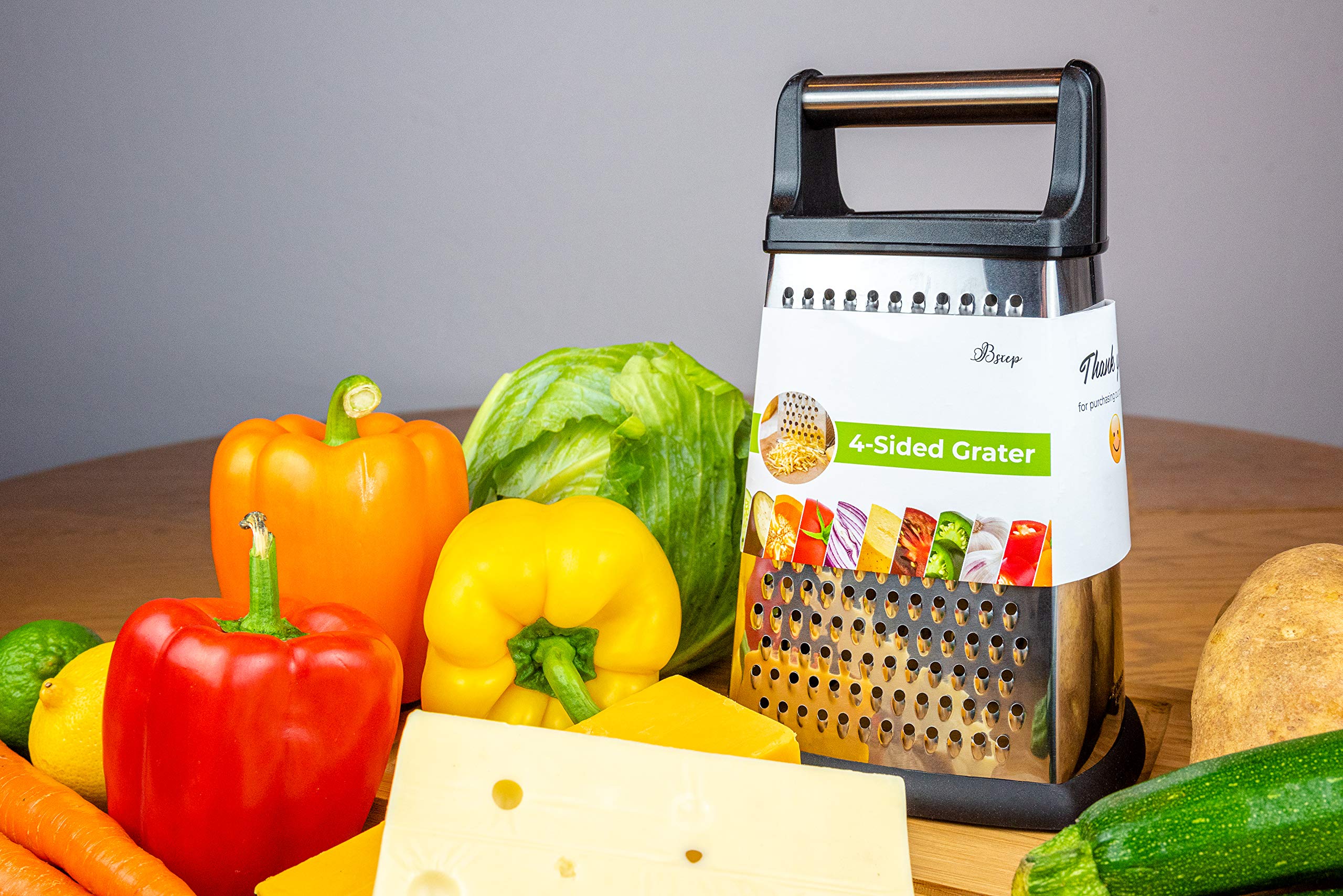 4-Sided Cheese Grater Stainless Steel with Strong Grip and Sharp Blades Professional Box Design with Perfect Slicer, Shredder & Zester For Fruits, Vegetables, Cheeses, Carrot Etc.