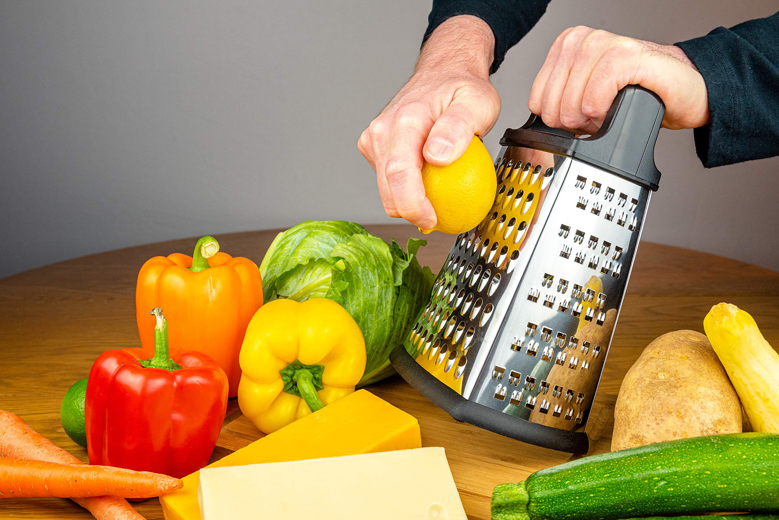 4-Sided Cheese Grater Stainless Steel with Strong Grip and Sharp Blades Professional Box Design with Perfect Slicer, Shredder & Zester For Fruits, Vegetables, Cheeses, Carrot Etc.