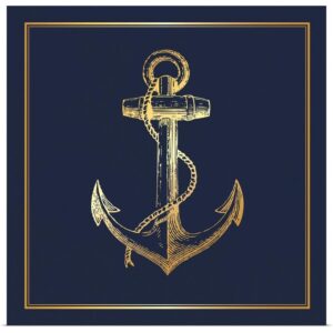greatbigcanvas navy gold anchor unframed poster print
