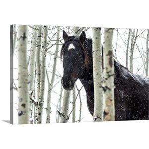 greatbigcanvas wild horse in a snowstorm, turner canvas wall art print, horse home decor artwork, 30"x20"x1.5"