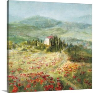 greatbigcanvas summer in provence canvas wall art print, countryside home decor artwork, 35"x35"x1.5"