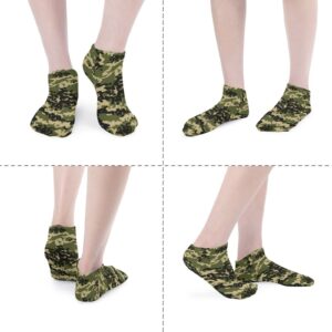 Mens Boys Ankle Low Cut No Show Socks Army Green Camouflage Funny Saying Colorful Crazy Cool Casual Sports Short Tab Socks Gift Black