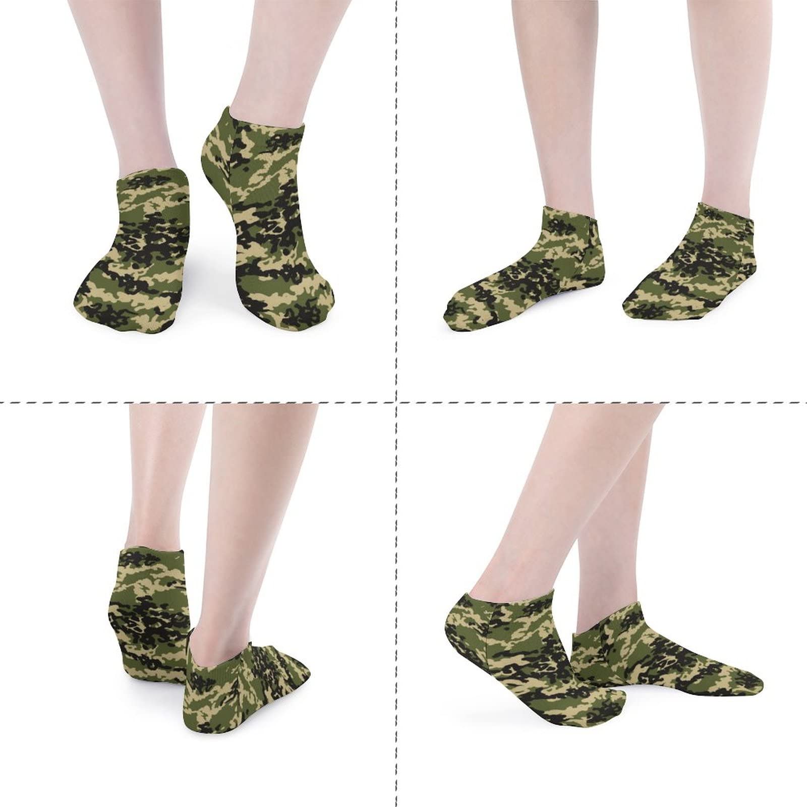 Mens Boys Ankle Low Cut No Show Socks Army Green Camouflage Funny Saying Colorful Crazy Cool Casual Sports Short Tab Socks Gift Black