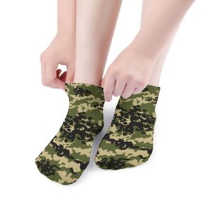 Mens Boys Ankle Low Cut No Show Socks Army Green Camouflage Funny Saying Colorful Crazy Cool Casual Sports Short Tab Socks Gift Black