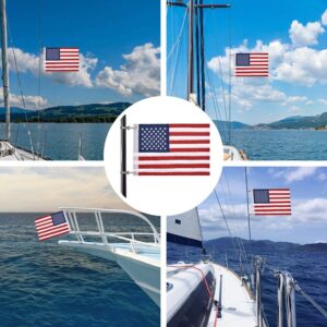 Universal Boat Flag Marine 12"x18" with 4 Boat Flag Pole Kits USA Flag with 50 Embroidered Stars American Boat Flag