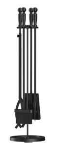 firebeauty fireplace tools set 5 pieces wrought iron fire place pit poker holder 31" h (black)
