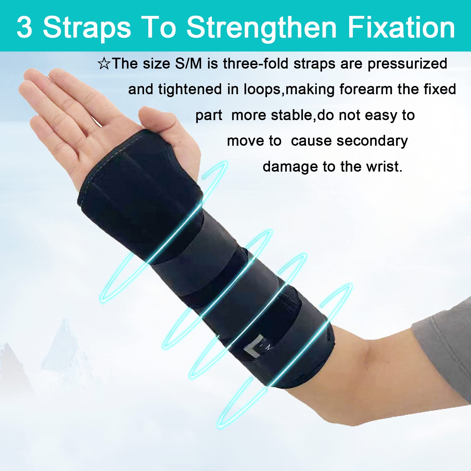 TANDCF Unisex Forearm and Wrist Support Splint Brace Double Fixation Wrist Brace for Carpal Tunnel,Adjustable Night Time Forearm Immobilizer Brace Splints,10.6 inch (27cm) length(LH/M)