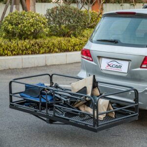 XCAR Hitch Mount Cargo Carrier Rack High Side 59" x 24" x 14" Folding Rear Luggage Basket Fits 2" Receiver for Car SUV Camping Traveling