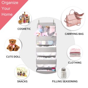 Jay-Chi Over Door Hanging Organizer Storage - 7 Large Pockets Closet Bathroom Baby Nursery Organizer Perspective Window Wall Mount Rack for Clothes Toys Sundries(Grey)