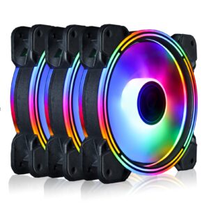 conisy rainbow series 120mm case fan for computer case, super silent efficient rgb led pc cooling fan - 3 pcs (multicolor)
