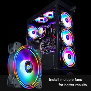 Conisy Rainbow Series 120mm Case Fan for Computer Case, Super Silent Efficient RGB LED PC Cooling Fan - 3 Pcs (Multicolor)