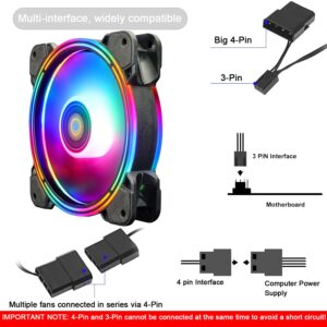 Conisy Rainbow Series 120mm Case Fan for Computer Case, Super Silent Efficient RGB LED PC Cooling Fan - 3 Pcs (Multicolor)