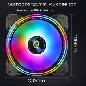 Conisy Rainbow Series 120mm Case Fan for Computer Case, Super Silent Efficient RGB LED PC Cooling Fan - 3 Pcs (Multicolor)