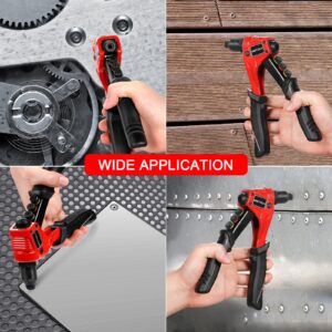 WETOLS Rivet Gun Kit with 200 Blind Rivets(04/07/2024 Upgraded) Pop Rivet Gun Kit with 4 Interchangeable Rivet Heads and 4 Drill Bits, Manual Single Hand Riveter with Sturdy BMC Carrying Case