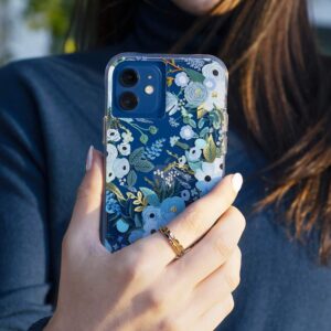 Rifle Paper Co - Case for iPhone 12 Mini (5G) - 10 ft Drop Protection - Gold Foil Elements - 5.4 Inch - Garden Party Blue