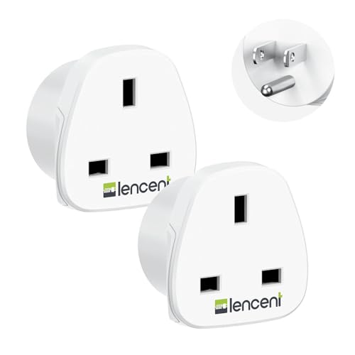 LENCENT UK to US America Plug Adapter, 2 Pack Grounded USA Visitors Travel Converter, Converts All Type G Plugs from United Kingdom UK Singapore Malaysia UAE Ireland Malta Hongkong and etc. (Type B)