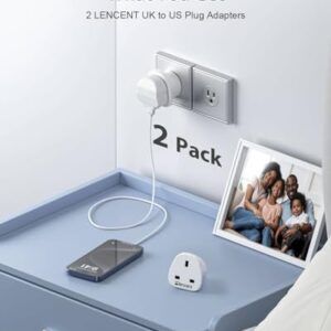 LENCENT UK to US America Plug Adapter, 2 Pack Grounded USA Visitors Travel Converter, Converts All Type G Plugs from United Kingdom UK Singapore Malaysia UAE Ireland Malta Hongkong and etc. (Type B)