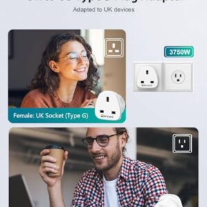 LENCENT UK to US America Plug Adapter, 2 Pack Grounded USA Visitors Travel Converter, Converts All Type G Plugs from United Kingdom UK Singapore Malaysia UAE Ireland Malta Hongkong and etc. (Type B)