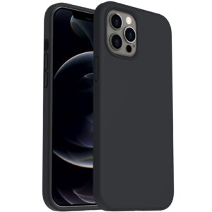 ornarto shockproof liquid silicone designed for iphone 12 pro max case 6.7", gel rubber anti-shock cover phone case drop protection 6.7inch-midnight
