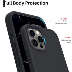 ORNARTO Shockproof Liquid Silicone Designed for iPhone 12 Pro Max Case 6.7", Gel Rubber Anti-Shock Cover Phone Case Drop Protection 6.7inch-Midnight