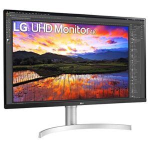 lg 32un650-w monitor 32" uhd (3840 x 2160) ips ultrafine display, hdr10 compatibility, dci-p3 95% color gamut, amd freesync, 3-side virtually borderless design, height adjustable stand - silve/white