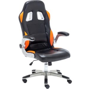 btexpert home office swivel adjusable black orange executive gaming chair