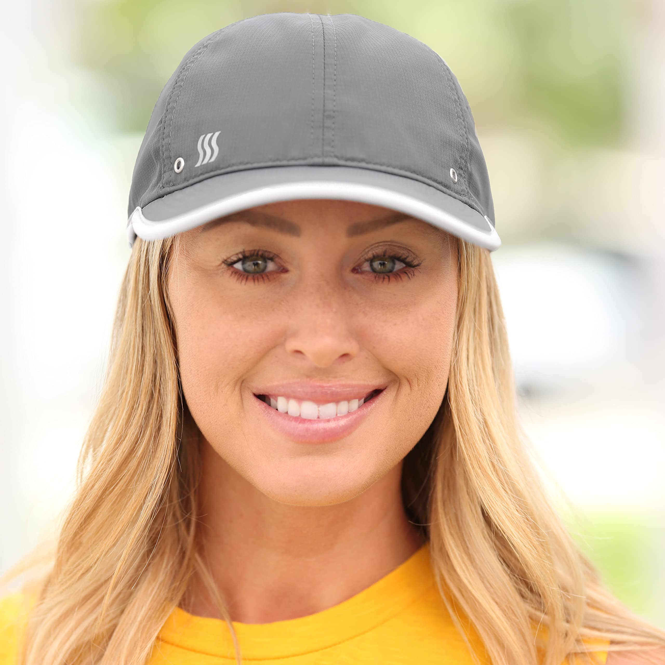 SAAKA Performance Sports Hat. Lightweight, Quick Drying. Running, Tennis & Golf Cap for Women (Graphite, Medium/Large)