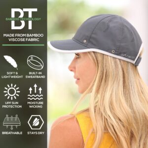 SAAKA Performance Sports Hat. Lightweight, Quick Drying. Running, Tennis & Golf Cap for Women (Graphite, Medium/Large)