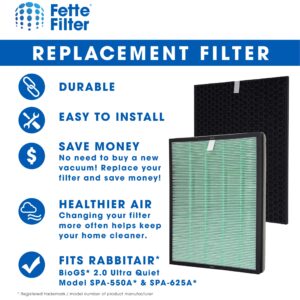 Fette Filter - Air Purifier Replacement Filter Set Compatible with Rabbit Air BioGS 2.0 Filter Kit for Model SPA-550A and SPA-625A - Pack of 2