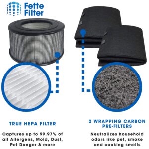 Fette Filter - Replacement 1 x HEPA Filter & 2 x Wrapping Carbon Pre-Filters Compatible with Honeywell 10500 (EV-10) 17000 17005 Part Number 20500. Combo Pack