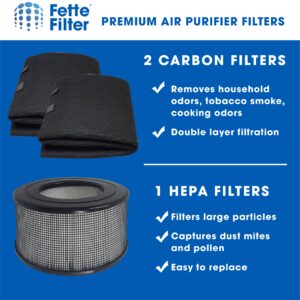 Fette Filter - Replacement 1 x HEPA Filter & 2 x Wrapping Carbon Pre-Filters Compatible with Honeywell 10500 (EV-10) 17000 17005 Part Number 20500. Combo Pack