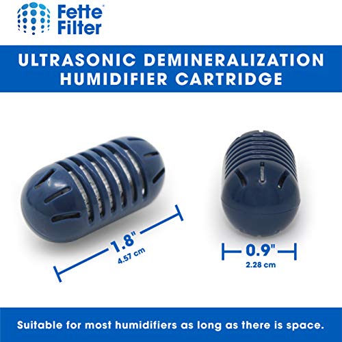 Fette Filter - Ultrasonic Demineralization Humidifier Replacement Cartridges Filters Mineral Deposits, Purifies Water, Eliminates White Dust, Removes Odor, Compatible with HoMedics - Pack of 10