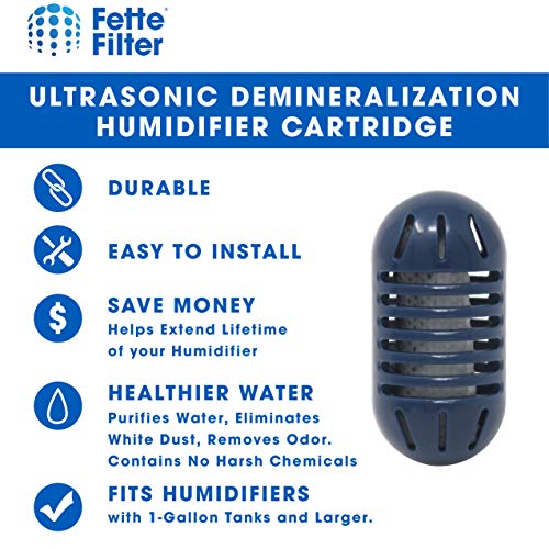 Fette Filter - Ultrasonic Demineralization Humidifier Replacement Cartridges Filters Mineral Deposits, Purifies Water, Eliminates White Dust, Removes Odor, Compatible with HoMedics - Pack of 10