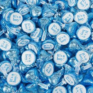 blue it's a boy chocolate kisses and stickers, candy for baby shower party, no assembly required (100 count, 1 lb)