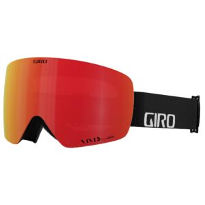 giro contour asian fit ski goggles - snowboard goggles for men & women - black wordmark strap w/vivid ember/vivid infrared lenses