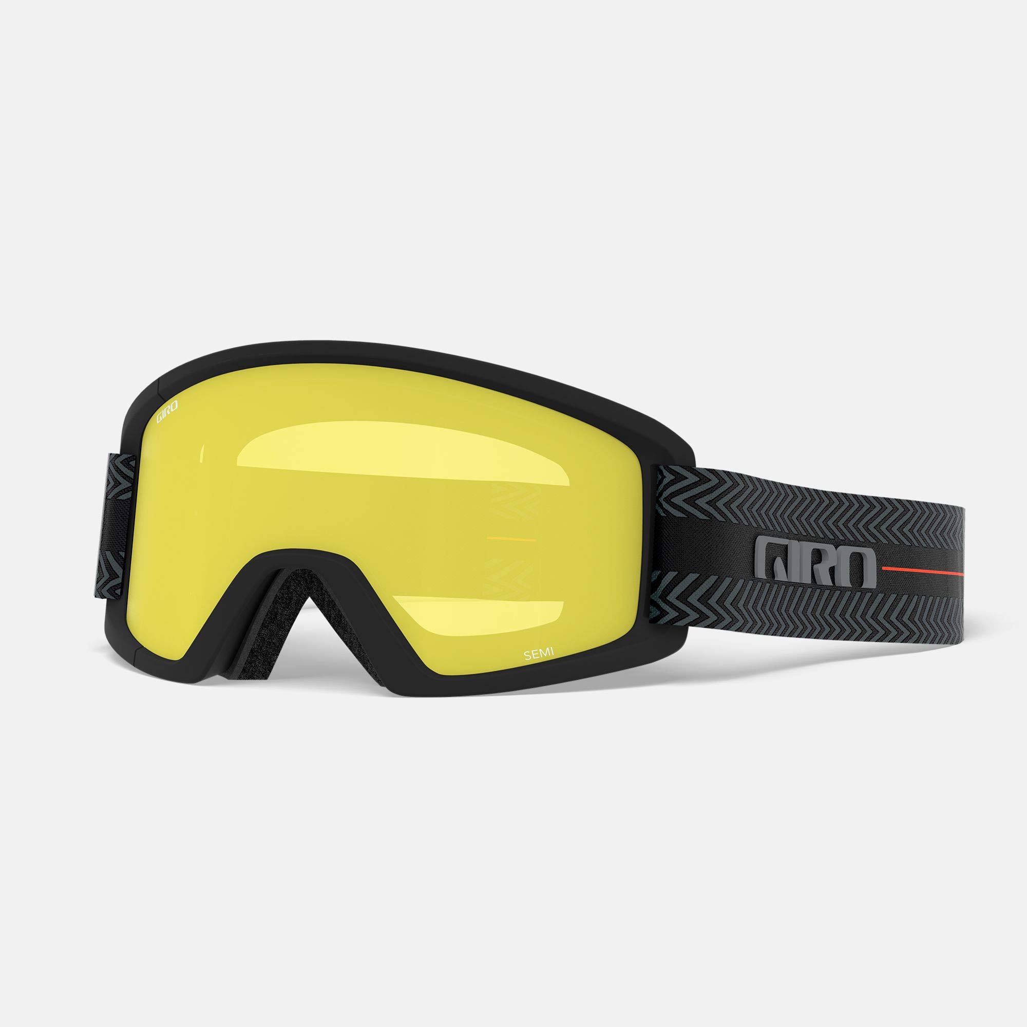 Giro Semi Ski Goggles - Snowboard Goggles for Men, Women & Youth - Black Techline Strap with Amber Scarlet/Yellow Lenses