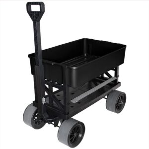 mighty max cart | collapsible outdoor utility wagon - heavy-duty moving dolly 250 lb capacity - black 2.5 cu.ft poly tub